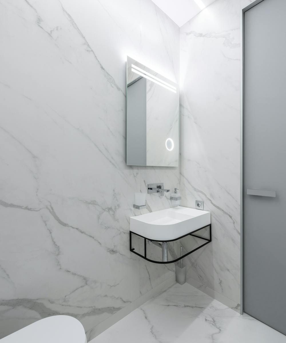 Modern bathroom with walk-in shower